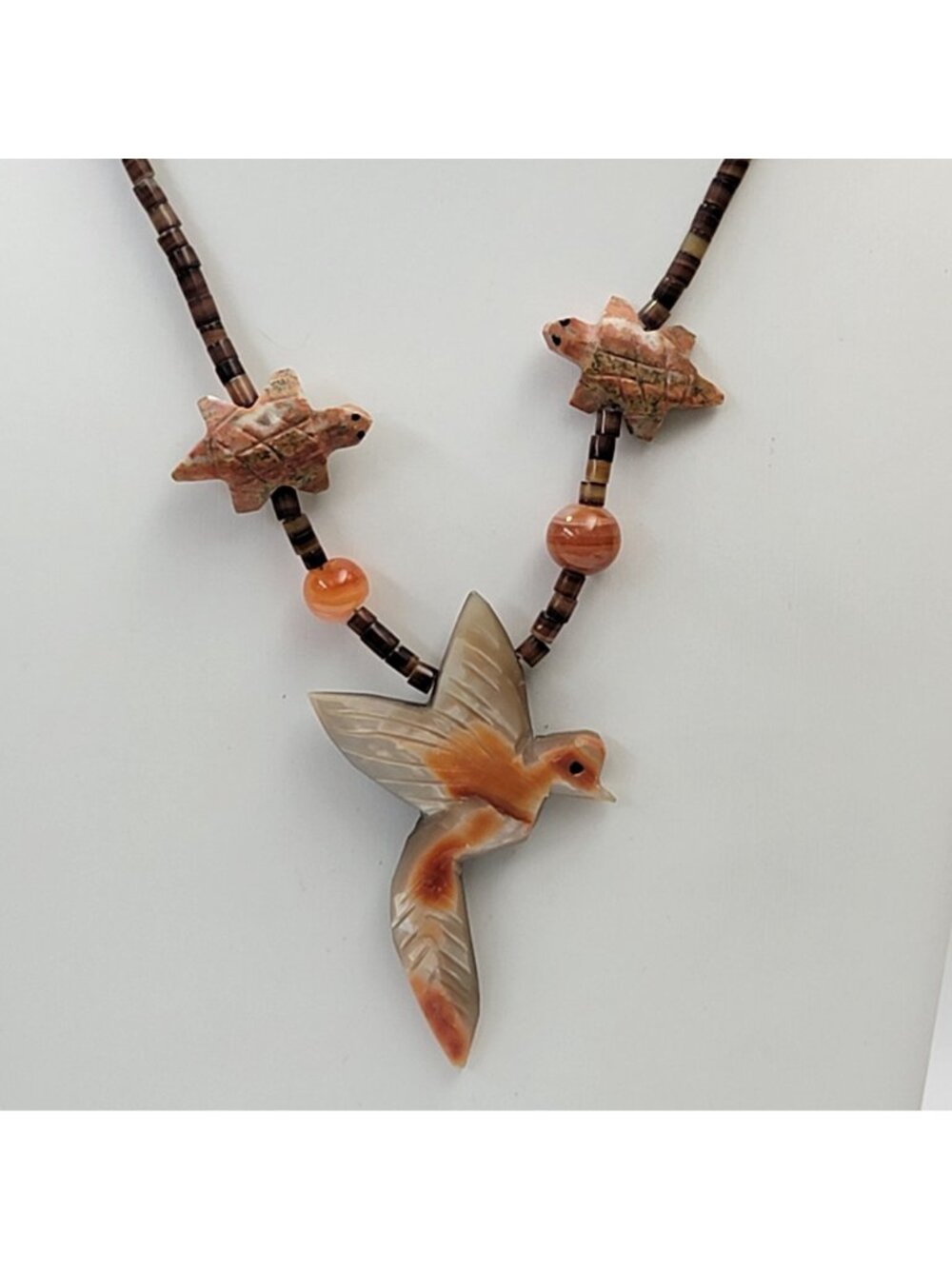 Vintage Native American Abalone Bird & Turtle Fetish Necklace - Picture 2 of 5